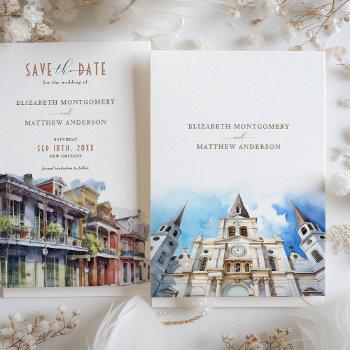save the date new orleans french quarter cathedral invitation