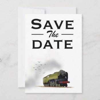 save the date vintage locomotive invitation