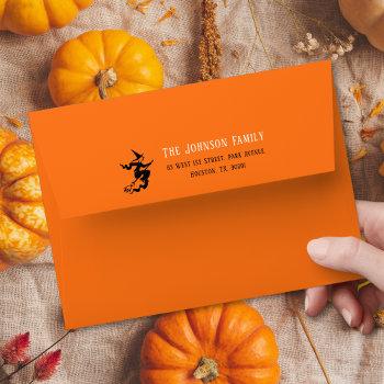 Small Scary Spooky Orange Halloween Party Return Address Envelope Front View