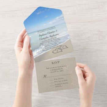  scenic hearts in the sand beach wedding all in on all in one invitation