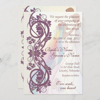 scroll rainbow bride & groom wedding invite-2b invitation