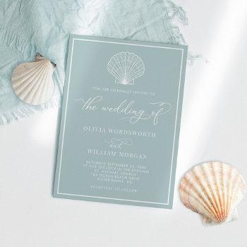 sea glass beach seashell elegant wedding invitation