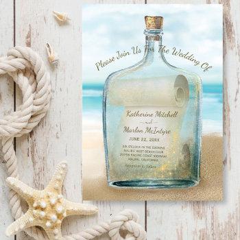 seashells message in a bottle | nautical wedding invitation