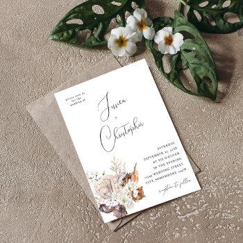 seashells & white floral wedding 2 invitation