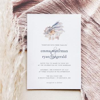 seaside | nautical seashell wedding invitation