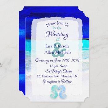 Small Seaside Seahorses Blue Beach Wedding Front View