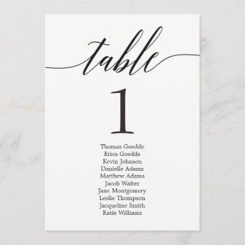 Small Seating Plan Individual Table Card Modern Script Front View