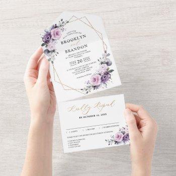 Small Shades Of Dusty Purple Blooms Geometric Wedding All In One Front View