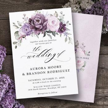 Small Shades Of Dusty Purple Blooms Moody Floral Wedding Front View