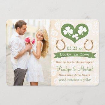 Small Shamrock Lucky In Love Save The Date Front View
