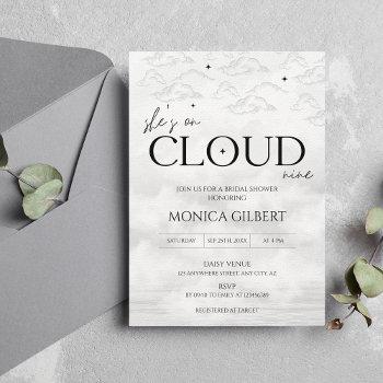 she's on cloud 9 dreamy elegant bridal shower invitation