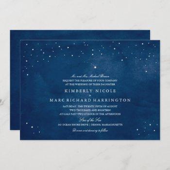 Small Shooting Star Navy Blue Watercolor Wedding Front View