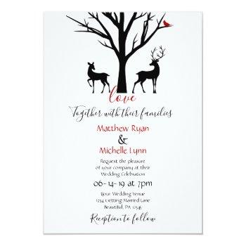 Small Silhouette Deer Couple In Love Winter Wedding Front View