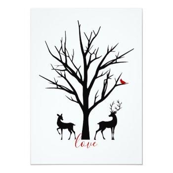 Small Silhouette Deer Couple In Love Winter Wedding Back View