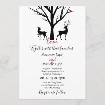 Small Silhouette Deer Couple Winter Love Wedding Front View