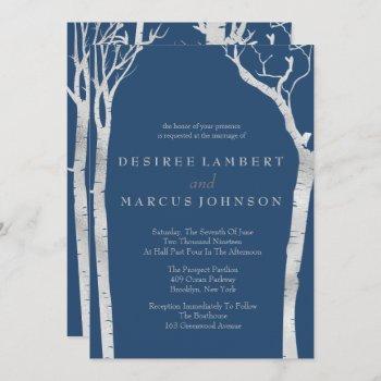 silver birch trees wedding invitations