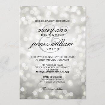 silver bokeh lights elegant wedding invitation