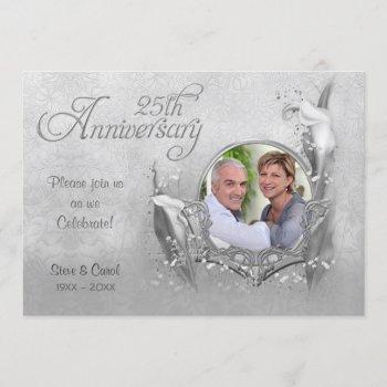 silver calla lily 25th wedding anniversary invitation
