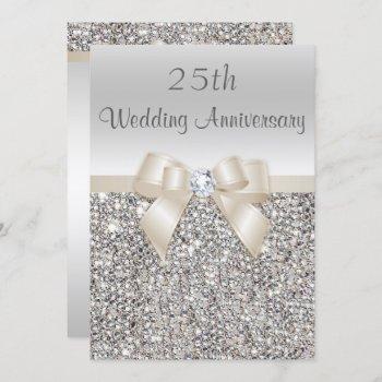 Small Silver Champagne 25th Wedding Anniversary Sequins Front View