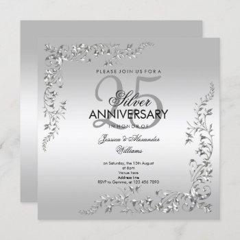 silver decoration 25th wedding anniversary invitation