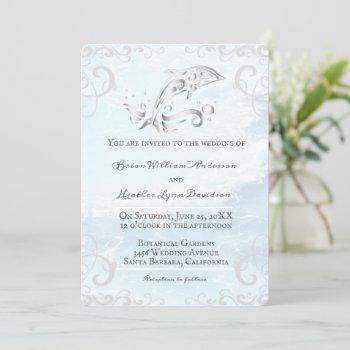 silver dolphin wedding invitation