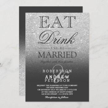 Small Silver Faux Glitter Grey Script Wedding Front View