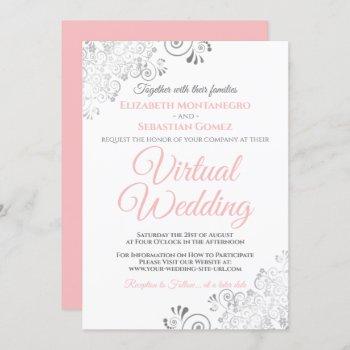 Small Silver Frills Elegant Pink & White Virtual Wedding Front View