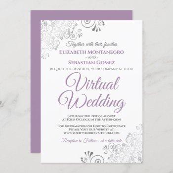 silver frills lavender & white virtual wedding invitation