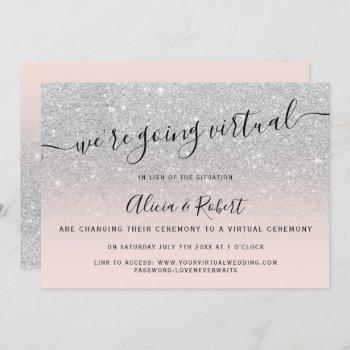 Small Silver Glitter Blush Script Virtual Wedding Front View