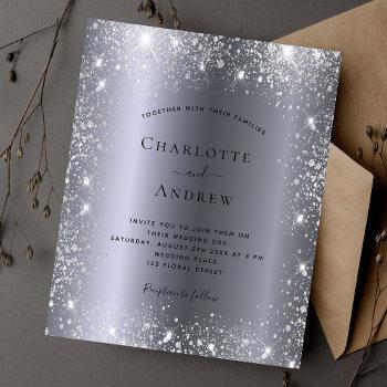 silver glitter dust budget wedding invitation flyer