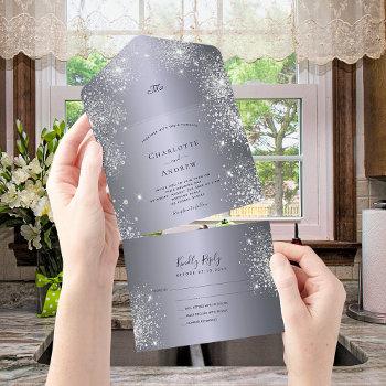 Small Silver Glitter Elegant Wedding All In One Front View