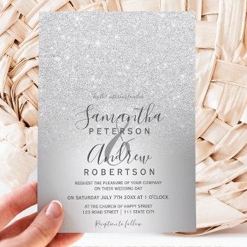 Small Silver Glitter Ombre Metallic Foil Wedding Front View