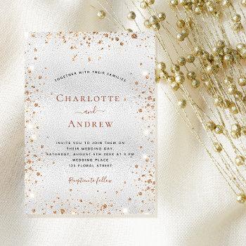 silver gold glitter dust metal elegant wedding invitation postcard