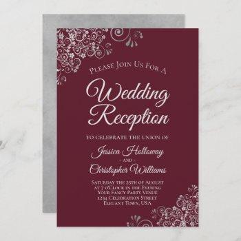 Small Silver Lace On Burgundy Elegant Wedding Reception Front View
