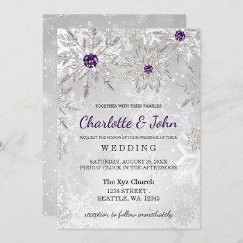 Small Silver Purple Snowflakes Winter Wedding Front View