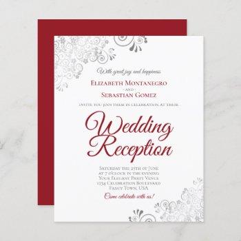 Small Silver Red & White Wedding Reception Budget Invite Front View