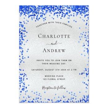 Small Silver Royal Blue Budget Wedding  Flyer Front View
