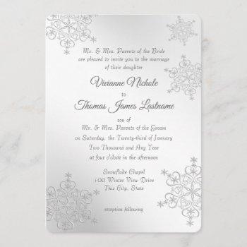 Small Silver Snowflakes Wedding Front View