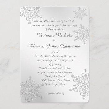 Small Silver Snowflakes Wedding Front View
