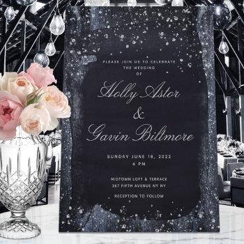 silver starry night wedding invitation suite