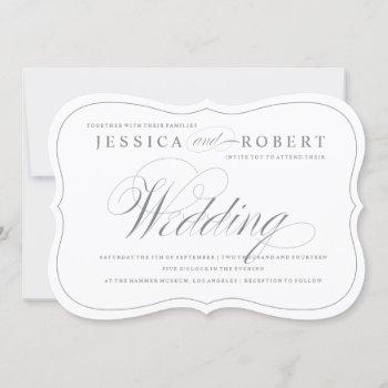 Small Silver & White Elegant Script Wedding Front View