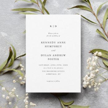simple black and white elegant wedding invitation
