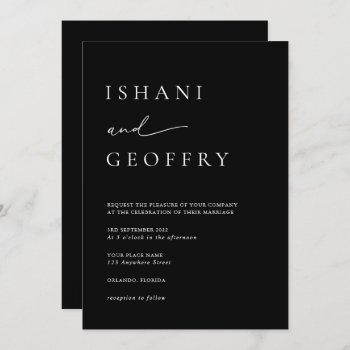simple black & white elegant minimalist wedding invitation