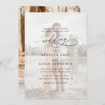 simple black & white overlay photo wedding invitation