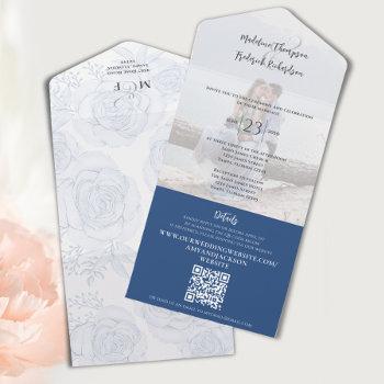 simple botanical elegant seal and send qr code  all in one invitation