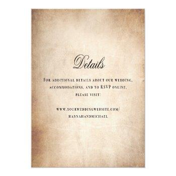 Small Simple Calligraphy Details Rustic Parchment Paper Enclosure Card Front View