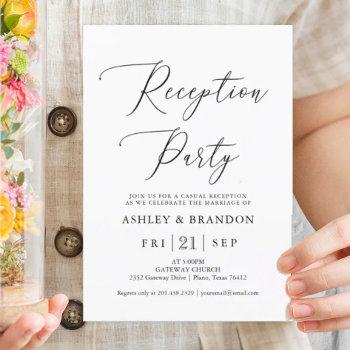 simple calligraphy rustic reception party invitation