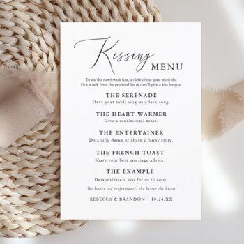 Small Simple Calligraphy Rustic Wedding Kissing Menu Front View