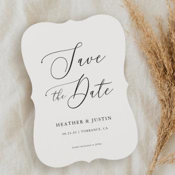 simple calligraphy wedding save the dates invitation