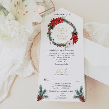 Small Simple Classic Christmas Formal Menu Rsvp Wedding All In One Front View